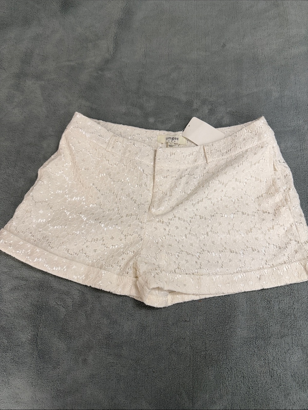 Umgee Cream Lace High-Waist Women’s Shorts